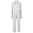 thumbnail image 2 of Franhais Women's 2Pcs Outfits Solid Color Lapel Long Sleeve Shirt + Loose Pants Set Streetwear, 2 of 9