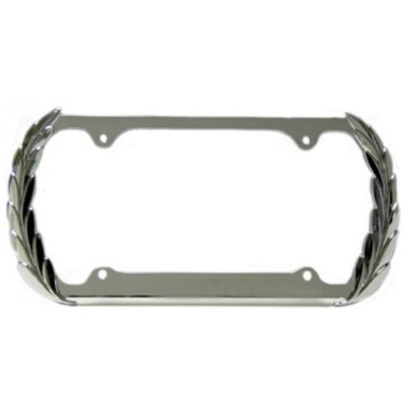 Wreath Chrome License Plate Frame, Free Screw Caps