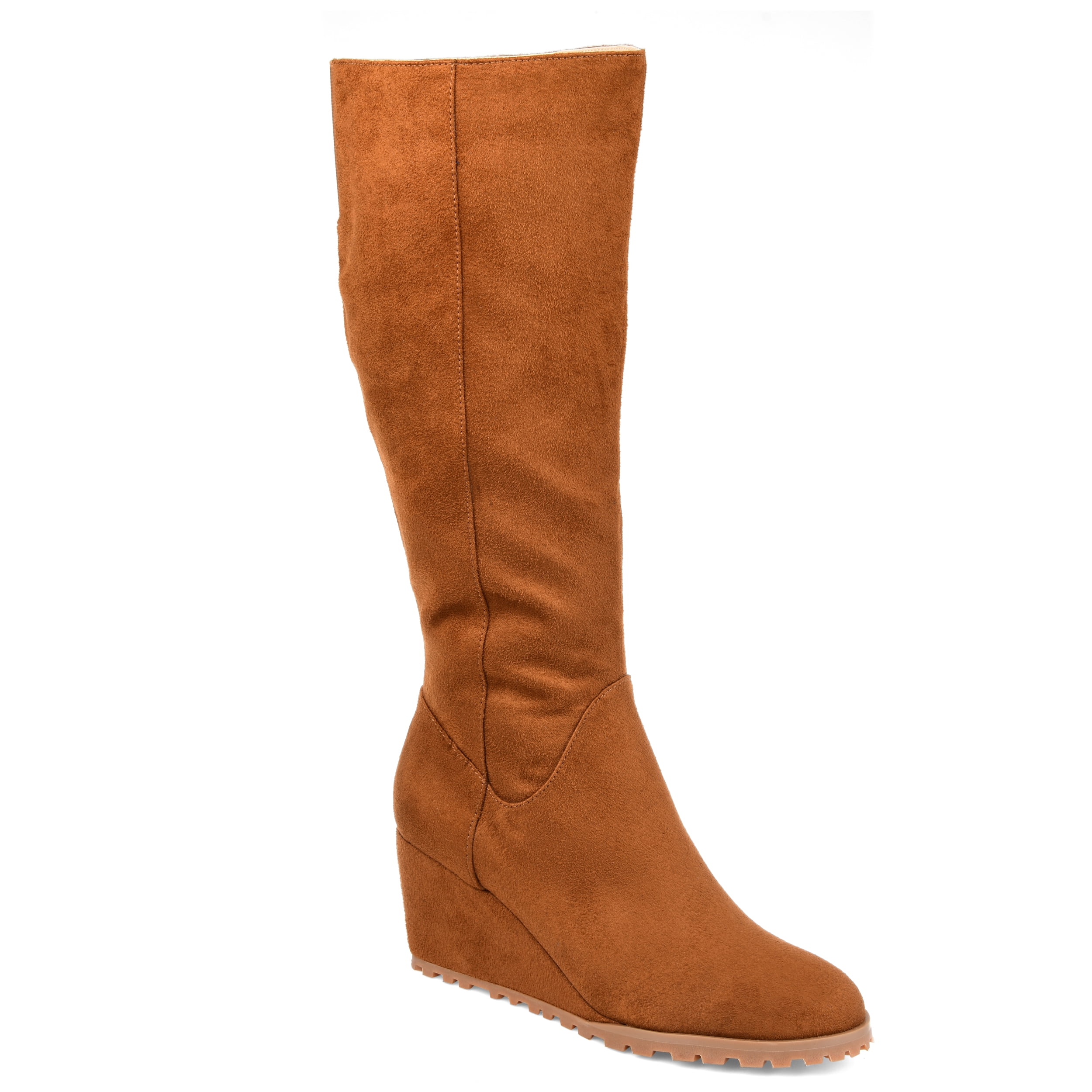 lug sole wide calf boots
