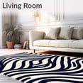 thumbnail image 2 of ODIKA 3'x5' Machine Washable Non-Slip Area Rug, Nautical Waves with Interlocking Stripes and Bold Contours High Traffic Rug with Pad, Black, 701706, 2 of 8