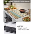 thumbnail image 4 of Geometric Bohemia Stove Top Covers for Electric Stove, 36'x21'' Stripes Gray White and Blue Glass Ceramic Stove Cover Foldable Rubber Mat Heat Resistant Cooktop Protector for Kitchen, 4 of 8