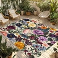 thumbnail image 2 of Outdoor Rug 3x5ft Purple Pink Flowers Leaf Large Area Rug Vintage Floral Indoor Outdoor Carpet Outdoor Rugs Mats for Patio Camping,RV,Front Door, Outside Decor, 2 of 9