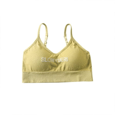 

YWDJ Comfortable Bras for Women Fashion Women Bra Letter Vest Camisole Breathable Push Up Tops Underwear Yellow