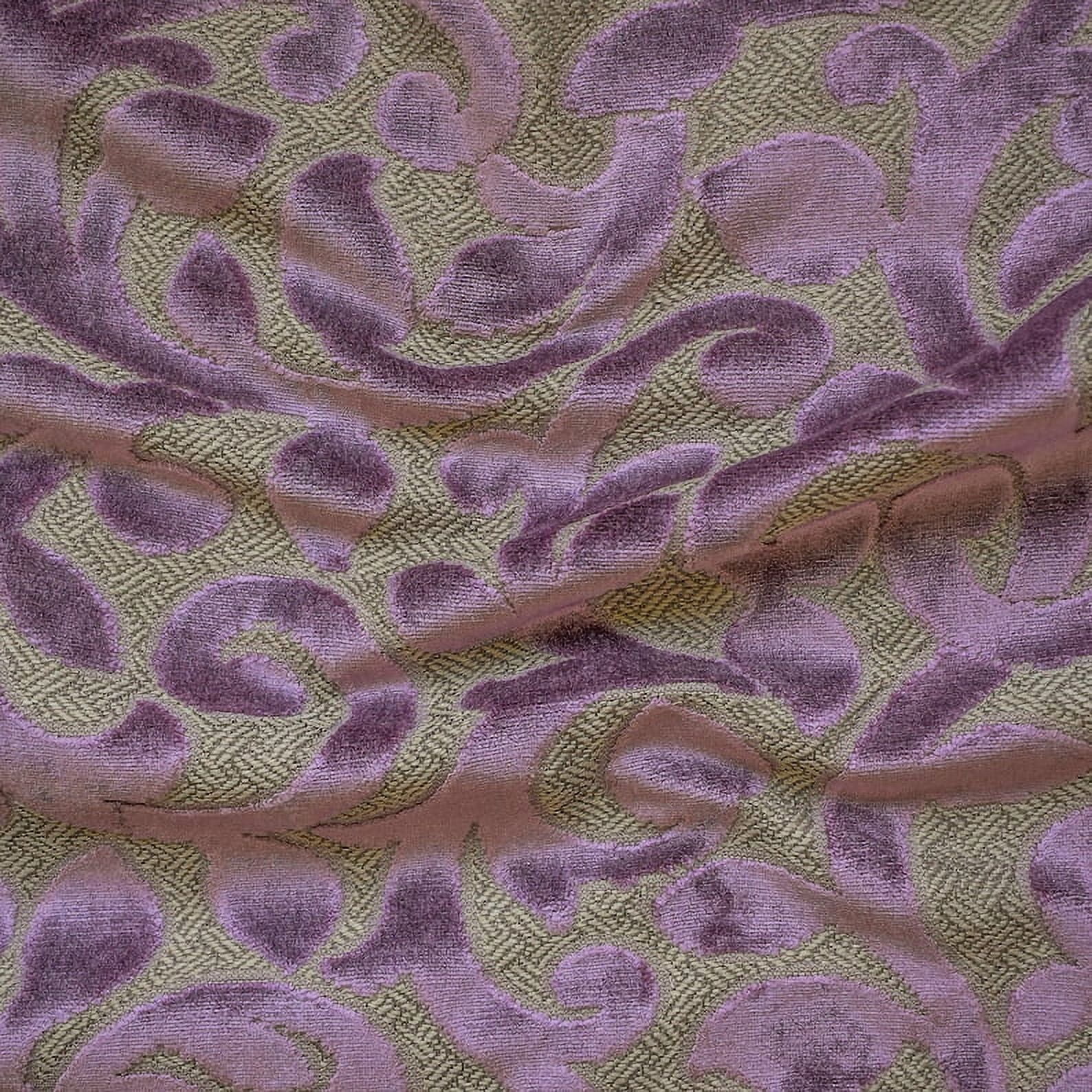Fabric Mart Direct Purple, Base Color - Beige Fabric by the Yard, 54 inches or 137 cm Width Purple Velvet Fabric, 7 Continuous Yards Jacquard Velvet Fabric, Upholstery Fabric For Curtains, Pillows