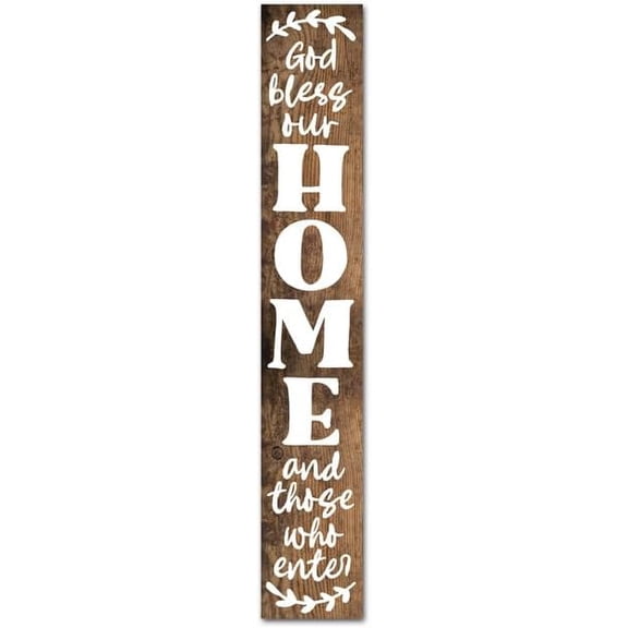Cskhip God Bless This Home And All Who Enter Rustic Wood Signs Pantry Street Signs Vintage Wood Plaque Farmhouse Wall Art Wall Decor for Home Man Cave Door Porch Garden Party 6" x 16"