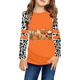 thumbnail image 2 of Hauts pour Filles Chandail Décontracté pour Jeunes avec Imprimés Lettres Citrouille Halloween et Design Léopard pour Enfants, 2 of 4