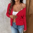thumbnail image 6 of Domzest Button Front Cardigan for Women Lightweight Long Sleeve V Neck Knitwear Soft Basic Knit Cardigan Sweater Red L, 6 of 6