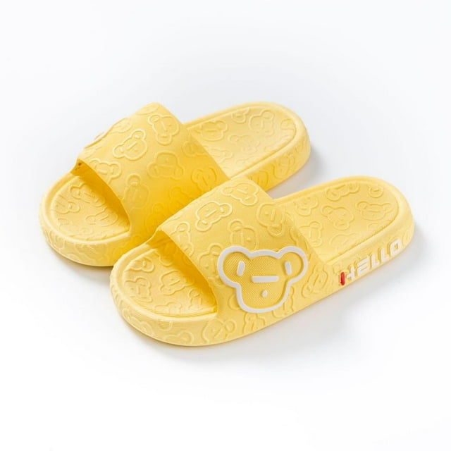Children's Summer Solid Color Teddy Bear Slippers Indoor Bathroom Home Stepping Poop Feeling Shoes Outdoor Soft Soled Sandals