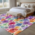 thumbnail image 4 of Colorful Flowers Area Rugs 5'x8', Washable Small Throw Rugs for Classroom Bedroom, Spring Farmhouse Watercolor Floral Beige Indoor Outdoor Rug Non-Slip Low Pile Carpet Runner Reversible Floor Mats, 4 of 8