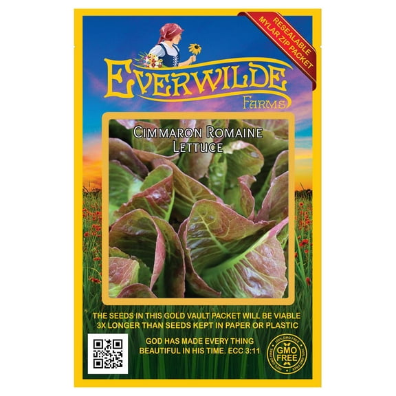 Everwilde Farms - 1000 Cimmaron Romaine Lettuce Seeds - Gold Vault Jumbo Bulk Seed Packet