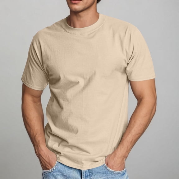 Bnwani Shirts for Men Active Tee Short Sleeve Casual Shirts Beige XL