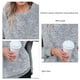 thumbnail image 4 of Top de retazos de otoño con dobladillo alto y bajo, cuello redondo de felpa, Top suelto de manga larga, dobladillo dividido cálido, informal para mujer, gris claro 3XL, 4 of 5