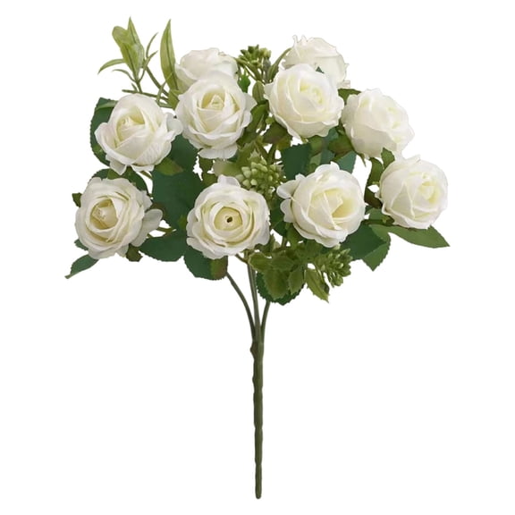 1Bundle Artificial Mini Rose Bouquet Household Imitation Fake Flowers For Office Decoration White