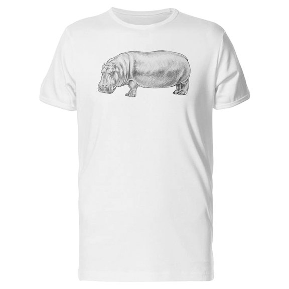 Smartprints Mens Graphic Tee - Sketch Of A Hippopotamus - Regular Fit 100% Cotton