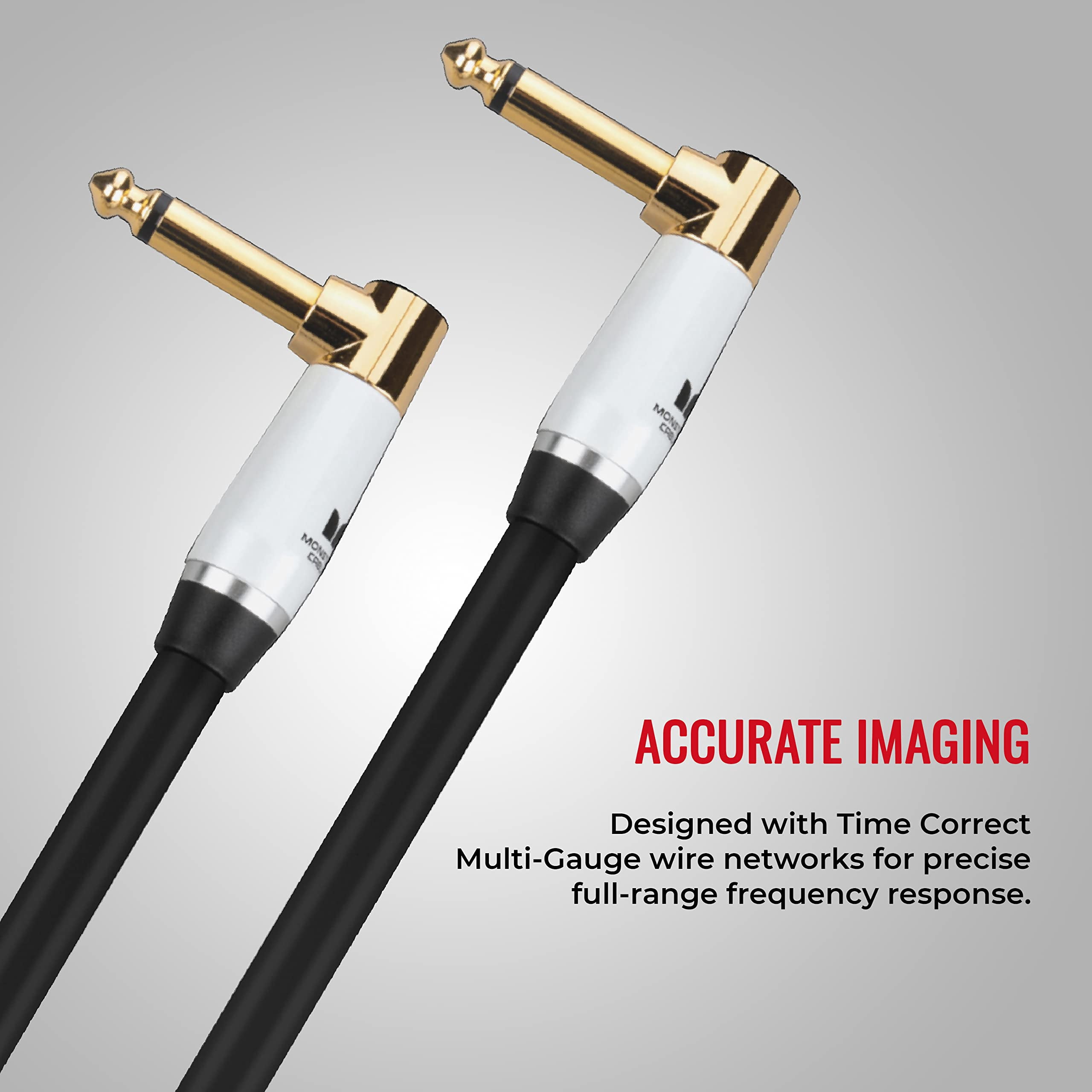 Monster Prolink Studio Pro 2000 Instrument Cable - 24K Gold Contacts, Multi-Gauge Wire Networks, and MultiTwist Construction with 95% Copper-Braid Shielding, 8 in Cable Right Angle to Right Angle