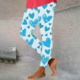 thumbnail image 2 of BiZtdJrK Women's Valentine Day Leggings Fashion Heart Printed Legging Tights Milk Silk Soft Casual High Waisted Yoga Pants Blue L Today's Sales, 2 of 8