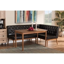 Baxton Studio Riordan Mid-Century Modern Dark Brown Faux Leather Upholstered and Walnut Brown Finished Wood 3-Piece