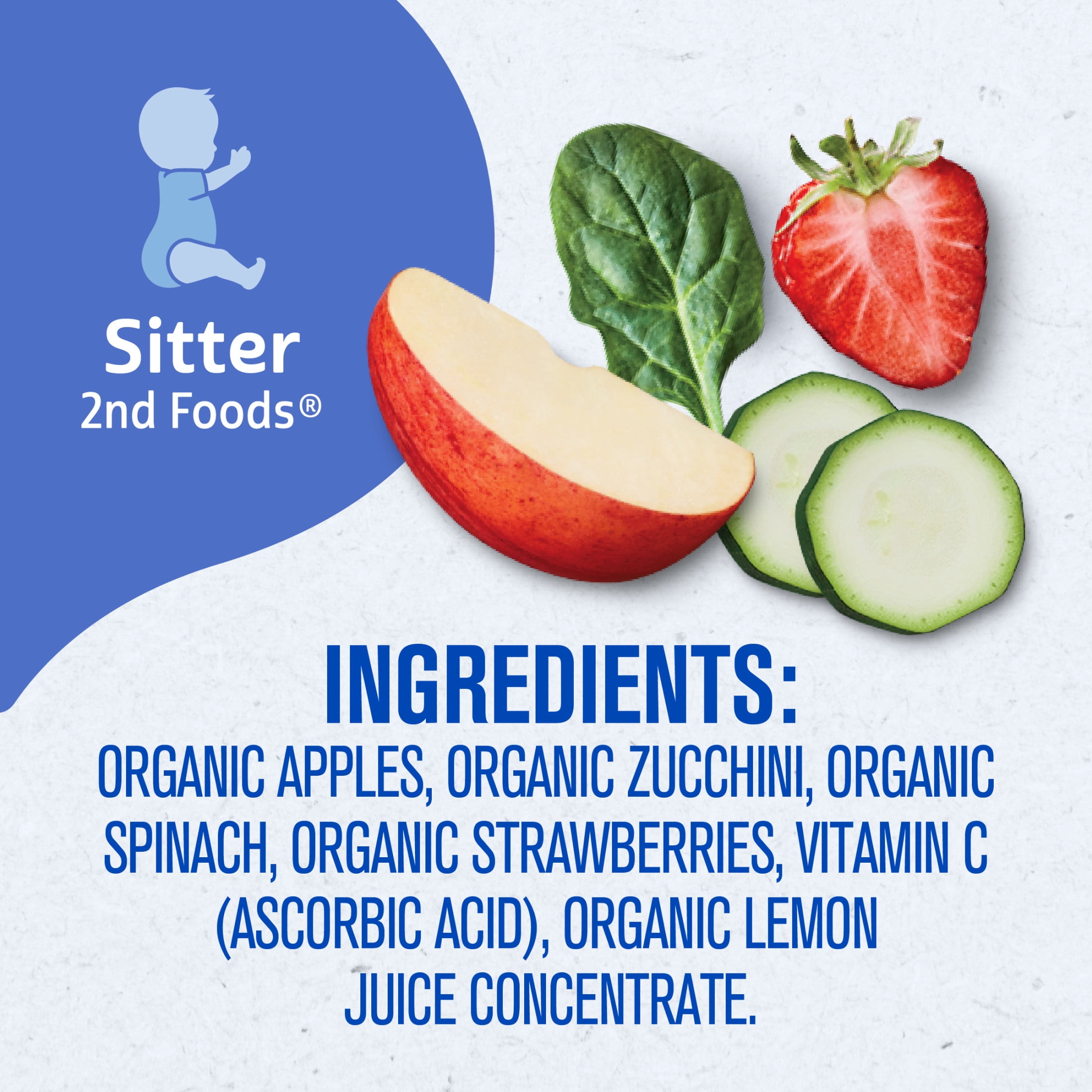 Gerber 2nd Foods Organic for Baby Baby Food, Apple Zucchini Spinach Strawberry, 3.5 oz Pouch (12 Pack)