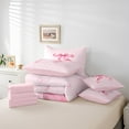 thumbnail image 5 of Feelyou Kawaii Bow-tie Kids Twin Bedding Sets 7-Piece, Watercolor Pink Bowknot Ribbon Bedding Comforter Set, Cute Princess Style Reversible Sheet Sets, Luxury Bedroom Decor, 5 of 7