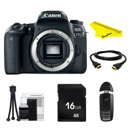 Canon EOS 77D DSLR Camera (Body Only) with SD Card + Buzz-Photo Beginners (Best Dslr Camera For Beginners Canon Or Nikon)