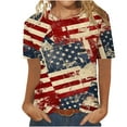 thumbnail image 2 of VKOYWKM 4th of July Shirts Women American Flag Short Sleeve Tops Patriotic Stars Stripes Graphic T Shirts Casual Crew Neck American Flag T-Shirts, 2 of 4