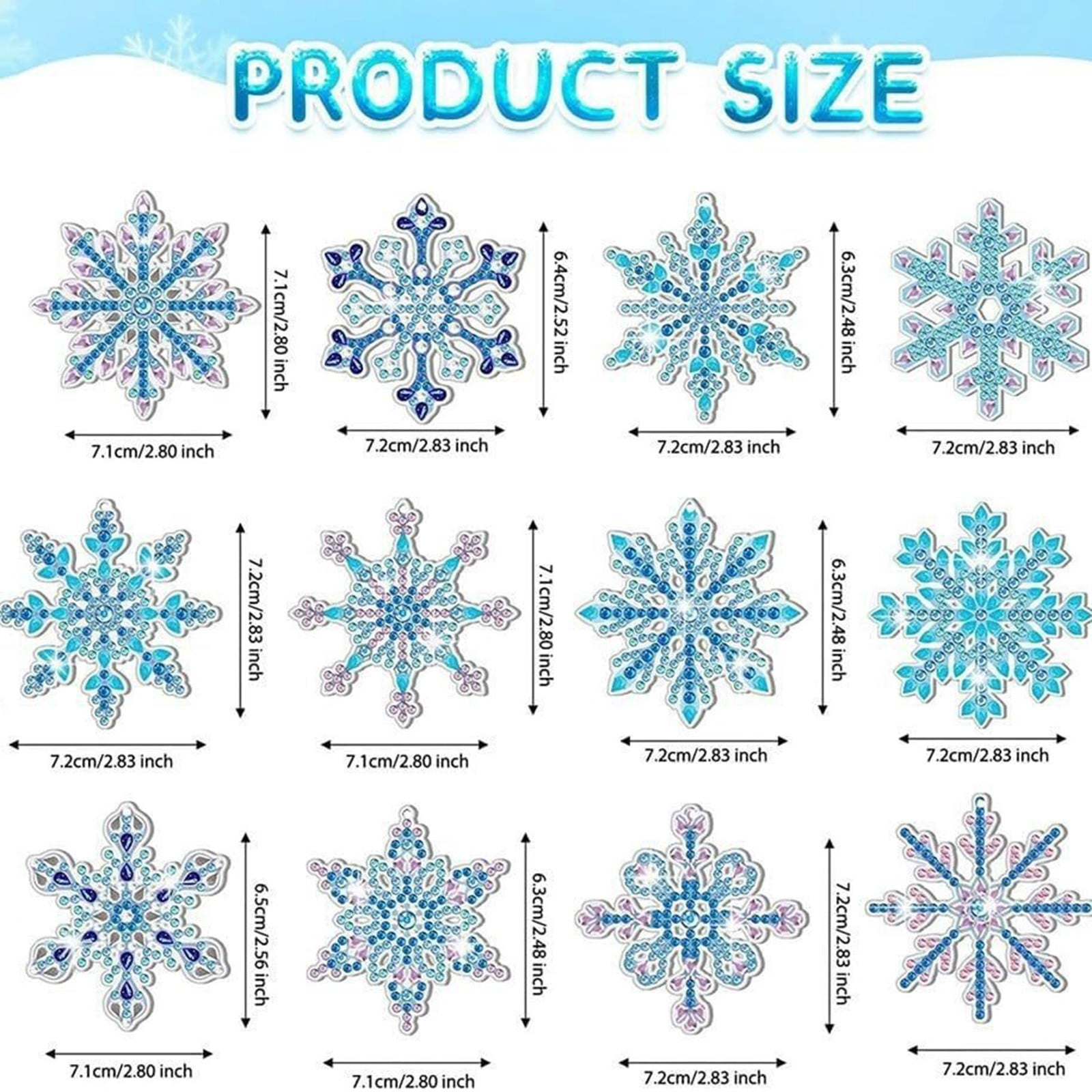 HCTSHG Christmas Snowflake Diamond Art Painting Kits Double Sided 5D Diamond Snowflake Painting Wind Chimes Tags Crystal Hanging Ornament Pendant for Xmas Winter Decor