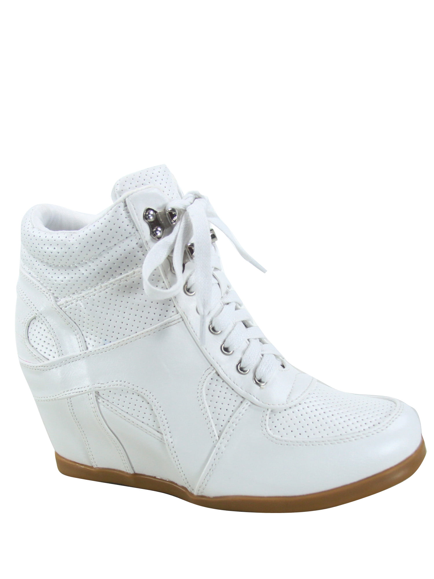 Womens Hidden Wedge Heel Lace Up Zip High Top Casual Sneakers Athletic Shoes New 