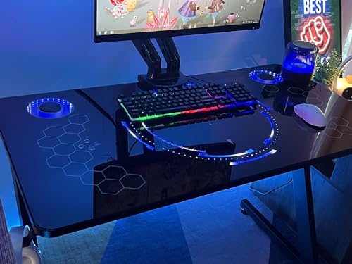 ELECWISH Battlestation S-001 Tempered Glass Desktop RGB Lighting Gaming ...