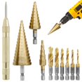 thumbnail image 2 of Ensemble de 10 Perceuses Combinées Flûte Droite Perceuse à Tige Hexagonale Vis Perceuse à Ressort Poinçon Automatique Outil de Menuiserie pour Bois Plastique Métal, 2 of 10