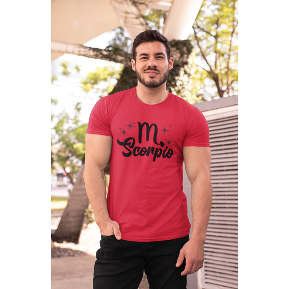 Respect My Tshirt - Scorpio Zodiac Sign Graphic T-Shirt, Astrology Symbol Design, Crew Neck, Red, 4X