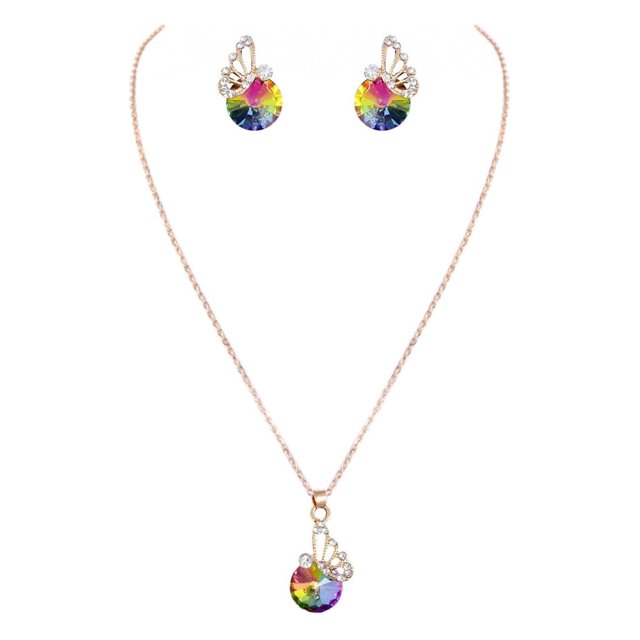 WREESH Boucles d'Oreilles Mode Collier Ensemble Trois Pièces, Cadeau pour Petite Amie