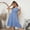 Blue, variant on V Neck Tie Neck Lace Sleeve Dress for Women Below Knee Length