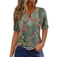 thumbnail image 2 of Giftesty Blouses for Women Dressy Casual Summer Tops for Women Vacation Trendy V Neck Short Sleeve Shirts Casual Loose Spring Vintage Floral Print Comfy Tunic Clothes, 2 of 5
