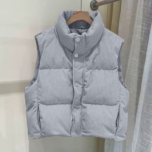 Woman Vest Puffer Vest Women Button Down Sleeveless Womens Vests Lightweight Winter Vests Womens Outdoor Vest
