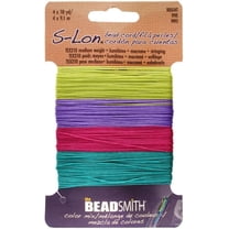 The Beadsmith S-Lon Bead Cord – .5 mm Twisted Nylon Cord for Stringing, TEX210, Brights Mix, 4 Colors, 10 Yards Each Color