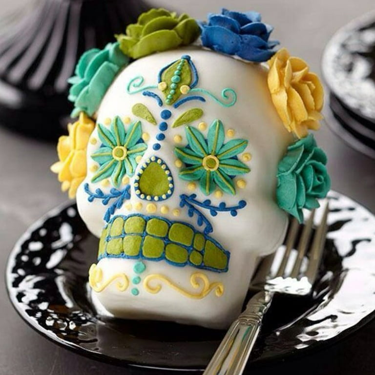 Wilton Sugar Skull Cake Pan Non-Stick Halloween Skull Mold