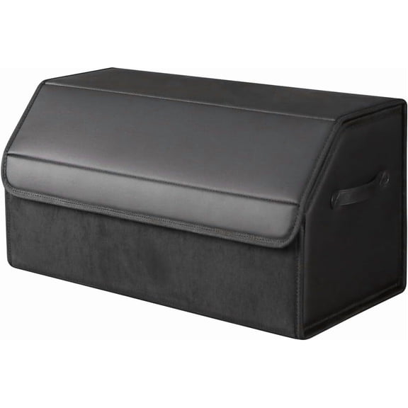 car organizers and storage for SUV,trunk organizer for sedan, leather foldable sleek box with lid,collapsible cargo bins, tool accessories containers,Collapsible Suede velvet (18 inch Covered)