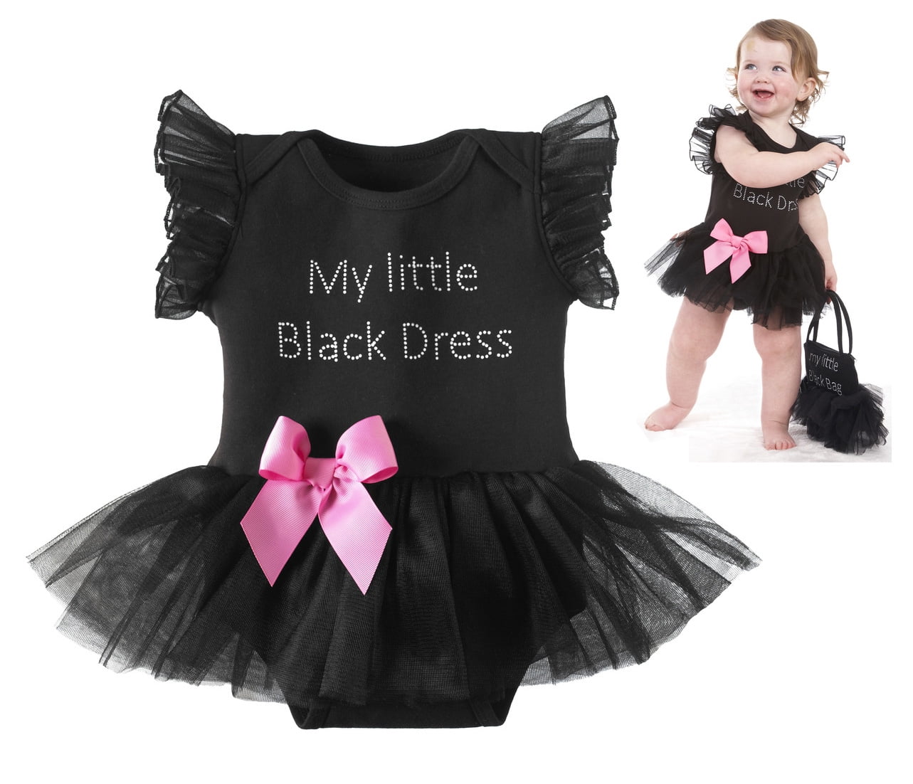 little black dress baby onesie
