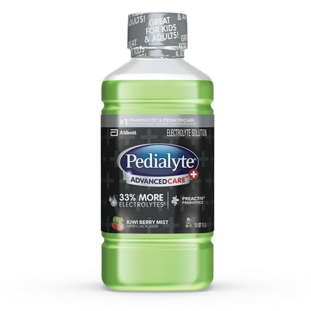 (2 Pack) Pedialyte AdvancedCare+ Electrolyte Drink with 33% More Electrolytes and has PreActiv Prebiotics, Kiwi Berry Mist, 1 Liter,