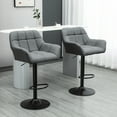 thumbnail image 2 of HOMCOM Adjustable Bar Stools Set of 2, Swivel Tufted Fabric Barstools, 2 of 10