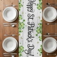 thumbnail image 6 of St. Patrick's Day Table Runner - 90 Inch Long, Kitchen Dining Table Runner Dresser Scarves, Green Truck Clovers Floral Butterfly Wood Farmhouse Decor for Coffee Tables Wedding Party Banquet, 6 of 8