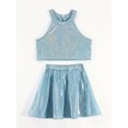 thumbnail image 3 of Miutii Kids Shiny Jazz Disco Outfits Cheer Outfit Hip Hop Dance Dress Sets for Competitions Cha-cha Light Blue 6-10, 3 of 6