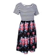 thumbnail image 1 of Vestido A Rayas Manga Corta Diseño Cuadros Estampado Floral Bolsillos Mujer Regalo Apariencia Atractiva L Zulema  Vestido a rayas con estampado floral, 1 of 8