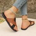 thumbnail image 6 of Hopeusnice Slippers for Women Trendy Non-Slip Breathable Open Toe Flat Heel Women's Slippers Soft PU Materials Summer Shoes Round Toe Shoes for Beach Round Toe Flexible Walking Shoes Brown 38, 6 of 6