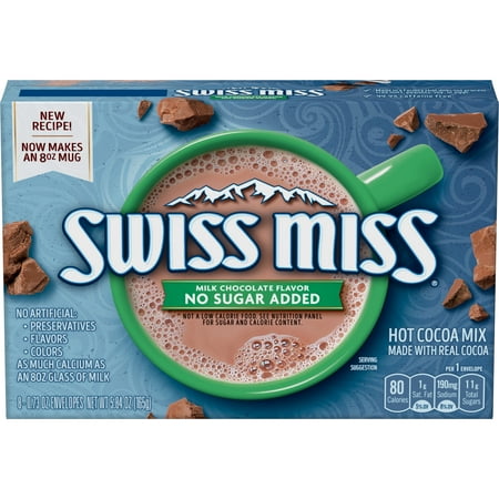 (4 Pack) Swiss Miss Sensible Sweets No Sugar Added Milk Chocolate Hot Cocoa Mix, 8 Count