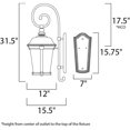 thumbnail image 2 of Maxim Dover DC Three Light 31-Inch Outdoor Wall Light - Bronze - 3025CDBZ, 2 of 5