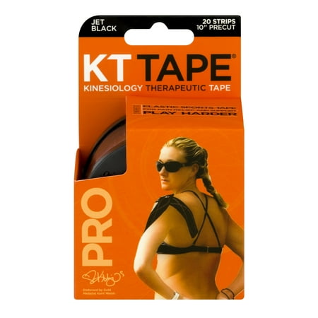 KT Tape Pro Precut Strips, Jet Black - 20 CT