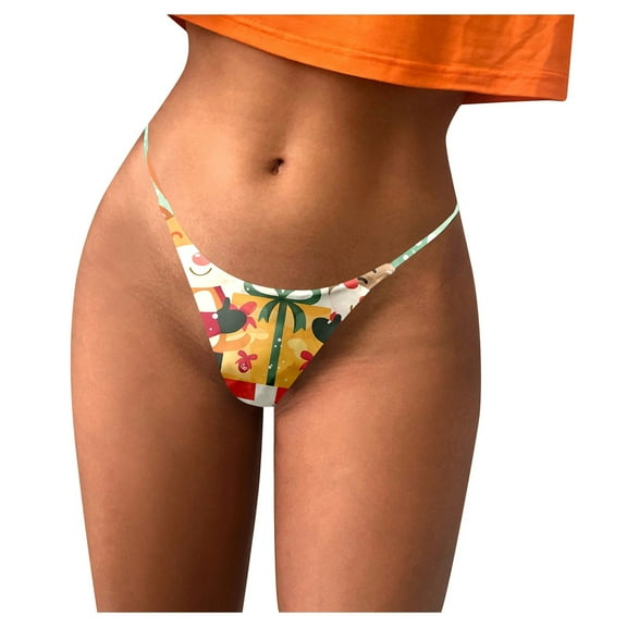 Women's Sexy And Comfortable Christmas Print Breathable Panties Thong Panties