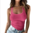 thumbnail image 2 of Fartey Plus Size Yoga Tank Tops for Women 2025 Summer U Neck Sleeveless Shirt Fashion Solid Color Ribbed Knit Tanks Soft Stretch Workout Camisoles Hot Pink XXXXXL, 2 of 7