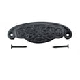 thumbnail image 4 of Renovators Supply Cabinet Pulls3 3/4" Black Wrought Iron Floral Design Ring Drawer Pulls w/Screws Pack of 6, 4 of 7
